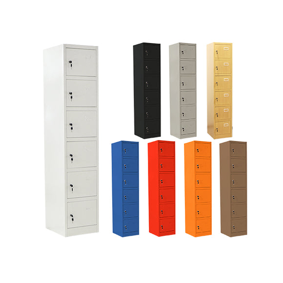 ロッカー おしゃれ スチールロッカー 6人用 選べるカラー 鍵付き スペアキー付 1列6段 スチール製 収納 オフィス 事務所 会社 店舗 業務用 更衣室 オフィスロッカー スチールキャビネット 隙間家具 スリム かぎ付き 更衣ロッカー 六人 6枚扉 シリンダー錠 s