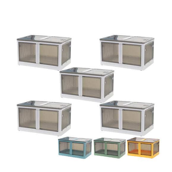 収納ボックス 折りたたみ 5個セット 約72.5×48.5×40.5cm 3XLサイズ 115L 選べるカラー キャスター付き 5面開閉 観音開き 積み重ね スタッキング クリア 透明 プラスチック コンテナ 衣装ケース 折畳み おしゃれ 収納 小物 おもちゃ 衣類 布団