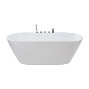 バスタブ W170×D74.5×H58.5cm 浴槽 バス お風呂 洋風バスタブ 風呂 置き型 据え置き 洋式 アクリル製 シャワーヘッド 蛇口 おしゃれ オーバーフロー防止 ワンプッシュ式 排水栓 ホワイト