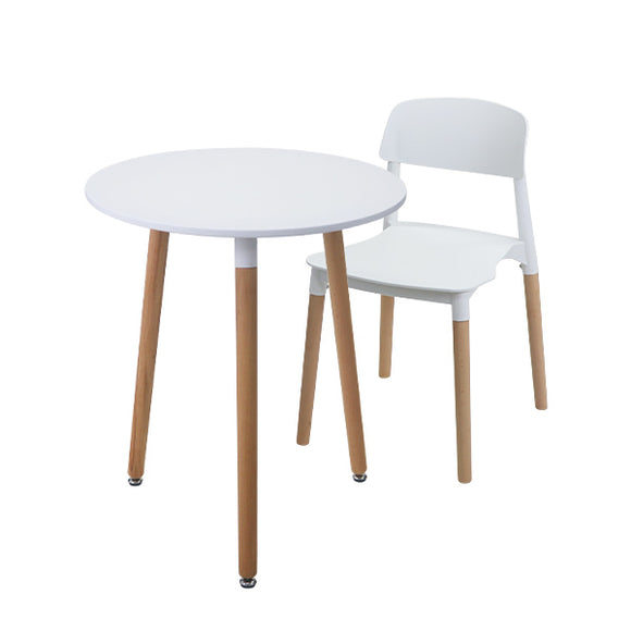 カフェテーブル ダイニングテーブル プラスチックチェア ダイニングチェア 選べるカラー 直径約60cm 高さ約70cm おしゃれ 1脚/2脚/3脚/4脚 ラウンドテーブル イームズテーブル 木製脚 MDF 3本脚 北欧 一人暮らし 組み立て簡単 1人 2人 3人 4人用