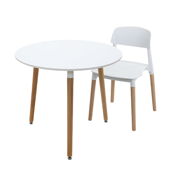 カフェテーブル ダイニングテーブル プラスチックチェア ダイニングチェア 選べるカラー 直径約80cm 高さ約70cm おしゃれ 1脚/2脚/3脚/4脚 ラウンドテーブル イームズテーブル 木製脚 MDF 3本脚 北欧 一人暮らし 組み立て簡単 1人 2人 3人 4人用