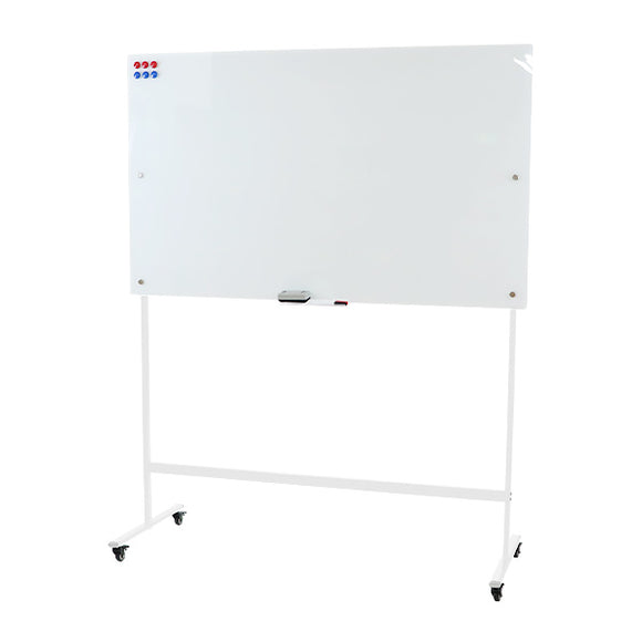 ガラスホワイトボード ガラスボード 強化ガラス 脚付き 高さ2段階 高さ調節 約1500×900mm 片面 選べるフレームカラー ストッパー付キャスター 150×90cm マグネット トレイ マーカー イレーザー スタンド 足付き ガラス製 磁石 おしゃれ オフィス