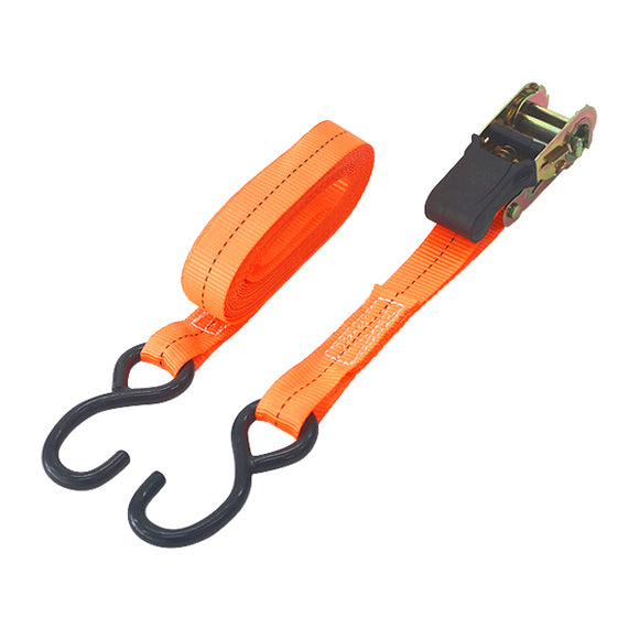 ラッシングベルト ラチェット式 1本/2本/4本/10本セット 全長約5m 幅約25mm 耐荷重約250kg 破断荷重約500kg 約0.25t 約0.5t S字フック Sフック タイダウンベルト 荷締め バンド ベルト フック 積載 車載 固定 引越し 運搬 荷物 トラック バイク S型