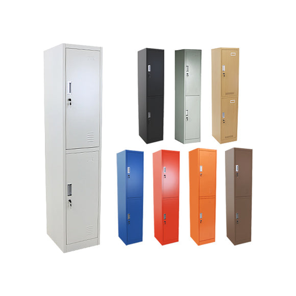 ロッカー おしゃれ スチールロッカー 2人用 選べるカラー 鍵付き スペアキー付き 1列2段 スチール製 収納 オフィス 事務所 会社 店舗 病院 学校 業務用 スリム かぎ付き 更衣ロッカー 更衣室 オフィスロッカー スチールキャビネット オフィス家具 10-006