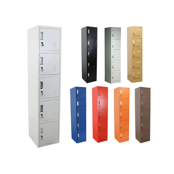 ロッカー おしゃれ スチールロッカー 5人用 選べるカラー 鍵付き スペアキー付き 1列5段 スチール製 収納 オフィス 事務所 会社 店舗 病院 学校 業務用 スリム かぎ付き 更衣ロッカー 更衣室 オフィスロッカー スチールキャビネット オフィス家具 sy10009