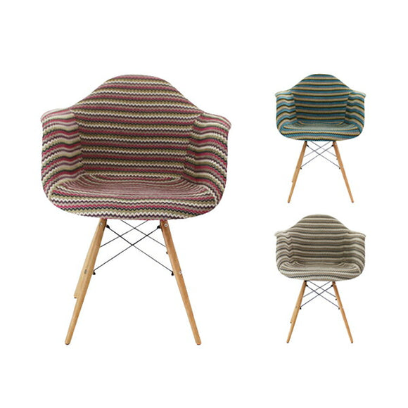 PP20G イームズチェア 選べるカラー イームズ アームシェルチェア DAW arm shell chair ファブリック シェルサイドチェア ウッドベース ストライプ