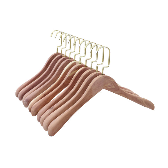 ハンガー 木製 シダー 高級天然シダーハンガー itemB 10本セット 幅約41cm 幅広 ブティックハンガー レッドシダー シダーハンガー 防虫 消臭 防臭 除湿 吸湿 天