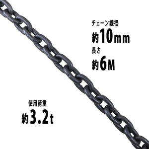 チェーン 線径約10mm 使用荷重約3.2t 約3200kg 約6m G80 エコノミーモデル 鎖 くさり 吊り具 チェーンスリング スリングチェーン リンクチェーン チェイン 金具