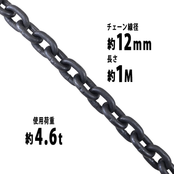 チェーン 線径約12mm 使用荷重約4.6t 約4600kg 約1m G80 エコノミーモデル 鎖 くさり 吊り具 チェーンスリング スリングチェーン リンクチェーン チェイン 金具