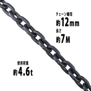 チェーン 線径約12mm 使用荷重約4.6t 約4600kg 約7m G80 エコノミーモデル 鎖 くさり 吊り具 チェーンスリング スリングチェーン リンクチェーン チェイン 金具