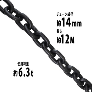 チェーン 線径約14mm 使用荷重約6.3t 約6300kg 約12m G80 エコノミーモデル 鎖 くさり 吊り具 チェーンスリング スリングチェーン リンクチェーン チェイン 金