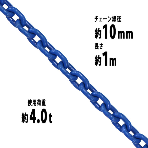 チェーン 線径約10mm 使用荷重約4t 約4.0t 約4000kg 約1m G100 ハイグレードモデル 鎖 くさり 吊り具 チェーンスリング スリングチェーン リンクチェーン チェ