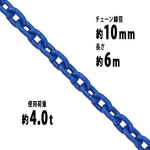 チェーン 線径約10mm 使用荷重約4t 約4.0t 約4000kg 約6m G100 ハイグレードモデル 鎖 くさり 吊り具 チェーンスリング スリングチェーン リンクチェーン チェ