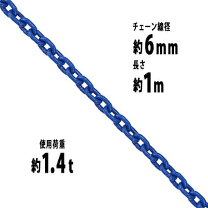 チェーン 線径約6mm 使用荷重約1.4t 約1400kg 約1m G100 ハイグレードモデル 鎖 くさり 吊り具 チェーンスリング スリングチェーン リンクチェーン チェイン 金