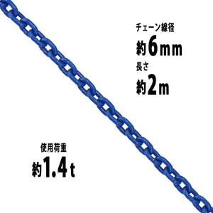 チェーン 線径約6mm 使用荷重約1.4t 約1400kg 約2m G100 ハイグレードモデル 鎖 くさり 吊り具 チェーンスリング スリングチェーン リンクチェーン チェイン 金