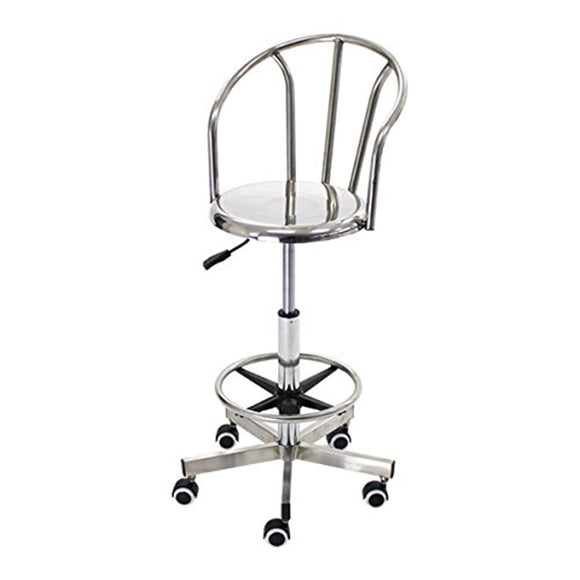 ステンレス製 カウンターハイチェア バックレスト 背もたれ 座回転椅子 座径35cm W55×D55×H89～113cm 脚置き 脚掛け ガス圧 昇降 バーチェア カウンターチェ