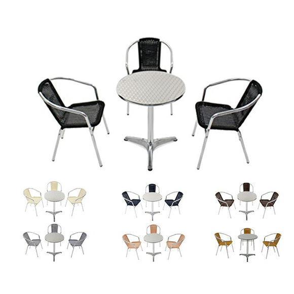 ガーデン4点セット 選べるカラー ガーデンテーブル4点セット ガーデンテーブルセット 人工ラタン アルミチェア ダイニングチェア ロビーチェア ガーデンチェア スタッキングチェア ビーチチェア スタッキング アウトドア リゾート ラタン (人工) L24 L59 W6