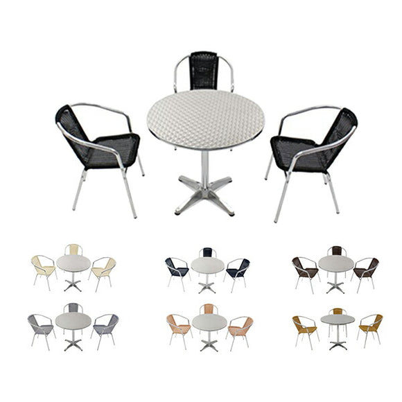 ガーデン4点セット 選べるカラー ガーデンテーブル4点セット ガーデンテーブルセット 人工ラタン アルミチェア ダイニングチェア ロビーチェア ガーデンチェア スタッキングチェア ビーチチェア スタッキング アウトドア リゾート ラタン (人工) L24 L61 W8