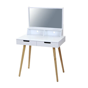 ドレッサー MDF 約W80×約D51×約H129cm 鏡台 ドレッシングテーブル ドレッサーデスク 白 ミラー 1面鏡 引き出し 収納 組立品 化粧品 コスメ テーブル 机 デス