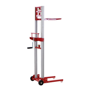 ミニアルミナムハンドスタッカー ロープ付き 持ち運び可能 ウィンチ 小型 昇降 最高位126cm 80kg 荷台板 ハンドリフト ハンドパレットトラック ハンドリフター
