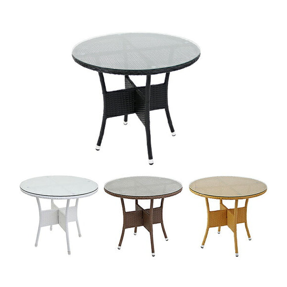 人工ラタンテーブル 強化ガラス 単品 選べるカラー 丸テーブル 籐 家具