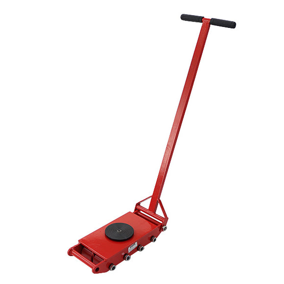 マシンローラー 耐荷重約12t ポリウレタン製ホイール ハンドル付き 360° ターンテーブル 回転台 運搬ローラー 運搬マシンローラー 重量物 低床 ポーター 赤 コ