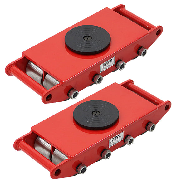 マシンローラー 耐荷重約12t スチール製ホイール 2台 2台セット 360° ターンテーブル 回転台 運搬ローラー 運搬マシンローラー 重量物 低床 ポーター 赤 コロ