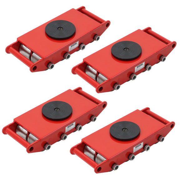 マシンローラー 耐荷重約12t スチール製ホイール 4台 4台セット 360° ターンテーブル 回転台 運搬ローラー 運搬マシンローラー 重量物 低床 ポーター 赤 コロ