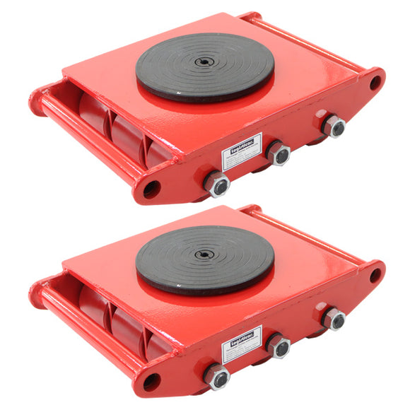 マシンローラー 耐荷重約15t ポリウレタン製ホイール 2台 2台セット 360° ターンテーブル 回転台 運搬ローラー 運搬マシンローラー 重量物 低床 ポーター 赤