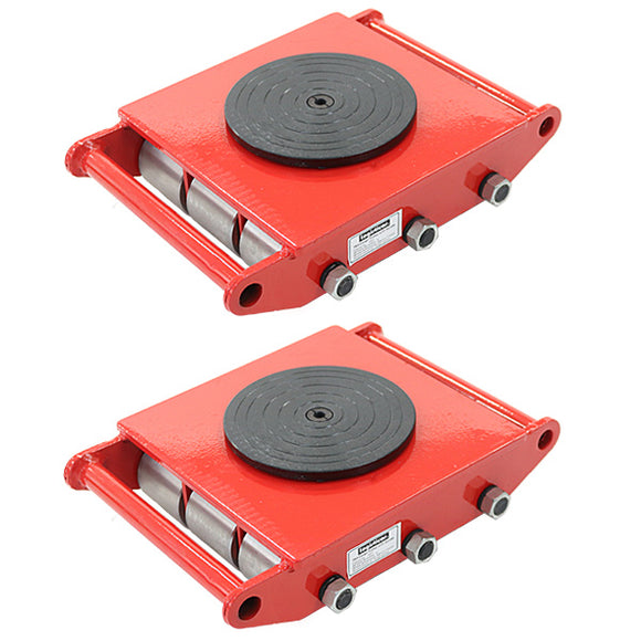 マシンローラー 耐荷重約15t スチール製ホイール 2台 2台セット 360° ターンテーブル 回転台 運搬ローラー 運搬マシンローラー 重量物 低床 ポーター 赤 コロ