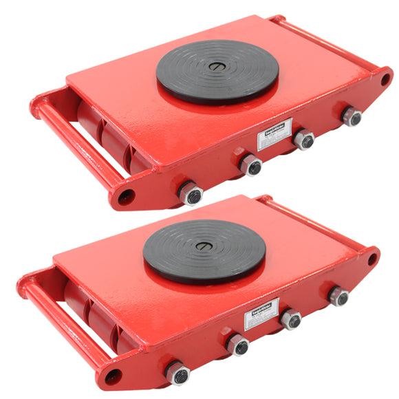 マシンローラー 耐荷重約18t ポリウレタン製ホイール 2台 2台セット 360° ターンテーブル 回転台 運搬ローラー 運搬マシンローラー 重量物 低床 ポーター 赤