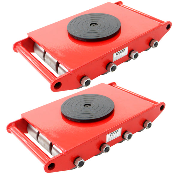 マシンローラー 耐荷重約18t スチール製ホイール 2台 2台セット 360° ターンテーブル 回転台 運搬ローラー 運搬マシンローラー 重量物 低床 ポーター 赤 コロ