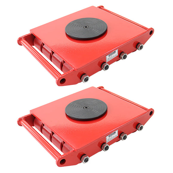 マシンローラー 耐荷重約24t ポリウレタン製ホイール 2台 2台セット 360° ターンテーブル 回転台 運搬ローラー 運搬マシンローラー 重量物 低床 ポーター 赤