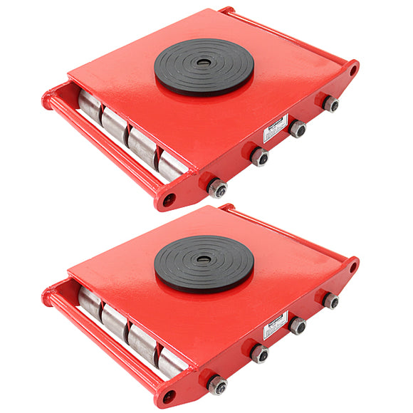 マシンローラー 耐荷重約24t スチール製ホイール 2台 2台セット 360° ターンテーブル 回転台 運搬ローラー 運搬マシンローラー 重量物 低床 ポーター 赤 コロ