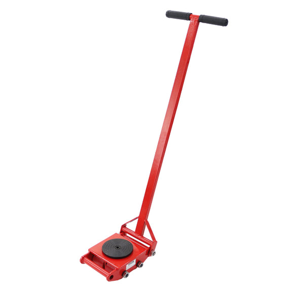 マシンローラー 耐荷重約6t ポリウレタン製ホイール ハンドル付き 360°ターンテーブル 回転台 運搬ローラー 運搬マシンローラー 重量物 低床 ポーター 赤 コロ