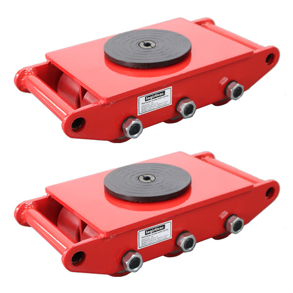 マシンローラー 耐荷重約8t ポリウレタン製ホイール 2台 2台セット 360° ターンテーブル 回転台 運搬ローラー 運搬マシンローラー 重量物 低床 ポーター 赤 コ