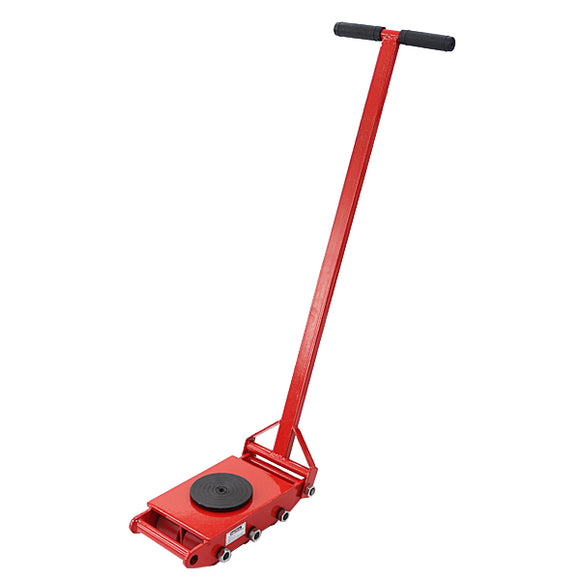 マシンローラー 耐荷重約8t ポリウレタン製ホイール ハンドル付き 360°ターンテーブル 回転台 運搬ローラー 運搬マシンローラー 重量物 低床 ポーター 赤 コロ