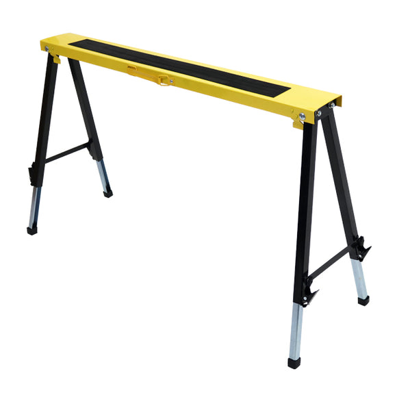 ソーホース 高さ調節可能 折りたたみ 黒黄 1台 工作台 作業台 天板幅約997mm 天板奥行約122mm 高さ約642～908mm 耐荷重約50kg DIY 日曜大工 裁断 切断 簡易 木