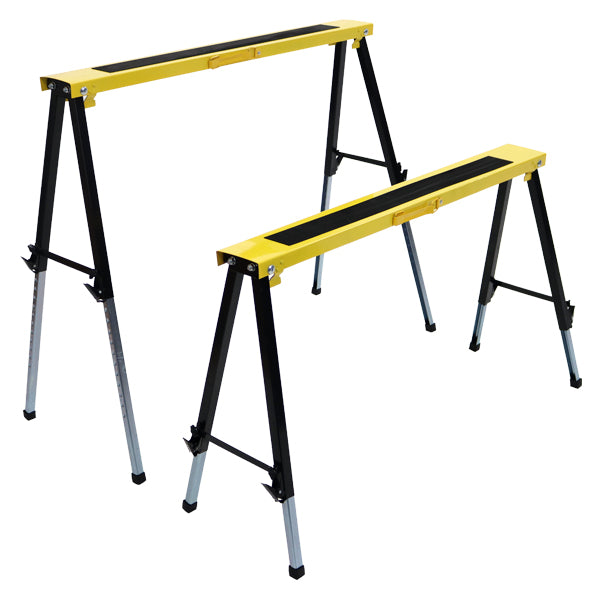 ソーホース 高さ調節可能 折りたたみ 黒黄 2台1組 工作台 作業台 天板